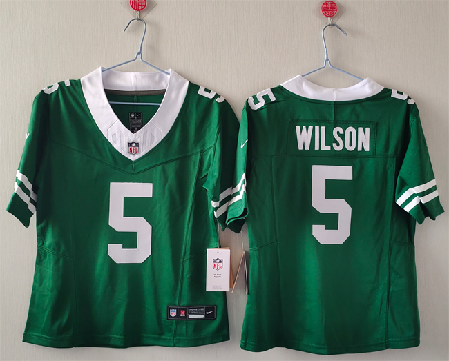Women's New York Jets #5 Garrett Wilson Green F.U.S.E. Vapor Stitched Jersey(Run Small)